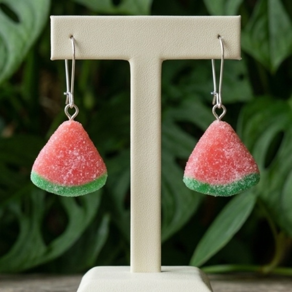 NWT Sour Watermelon Slice Candy Earrings - Handmade